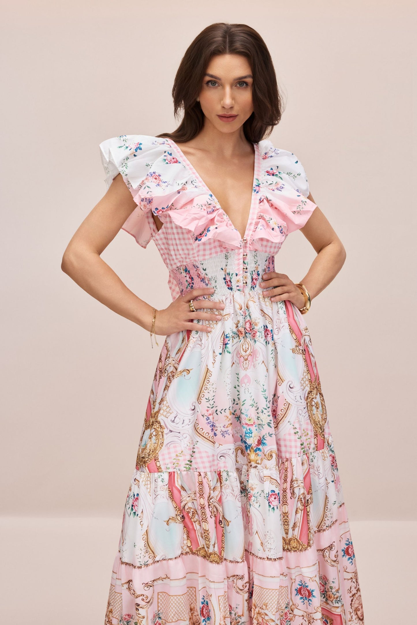 Julia Print V-neck Maxi Dress