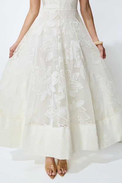 Feeling Of Forever White Floral Lace Tie-Strap Maxi Dress