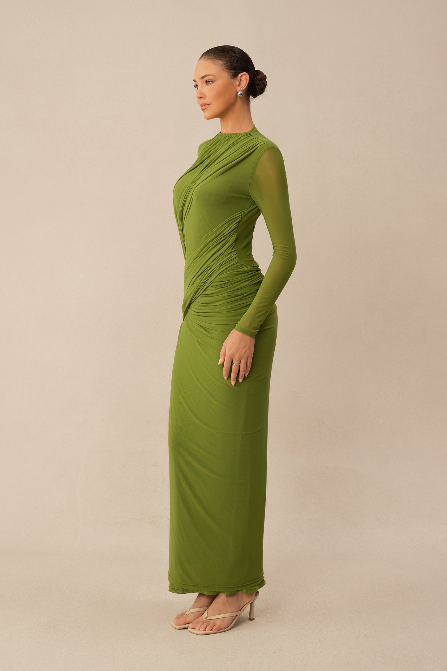Swan Song High Neck Asymmetric Drape Maxi Dress