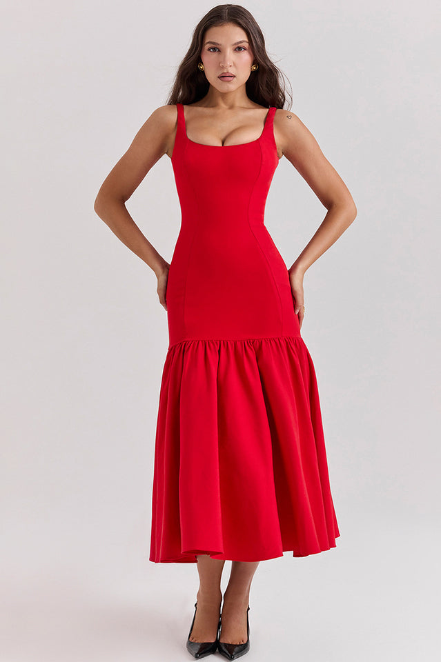 Amore Dropped Waist Midi Dress