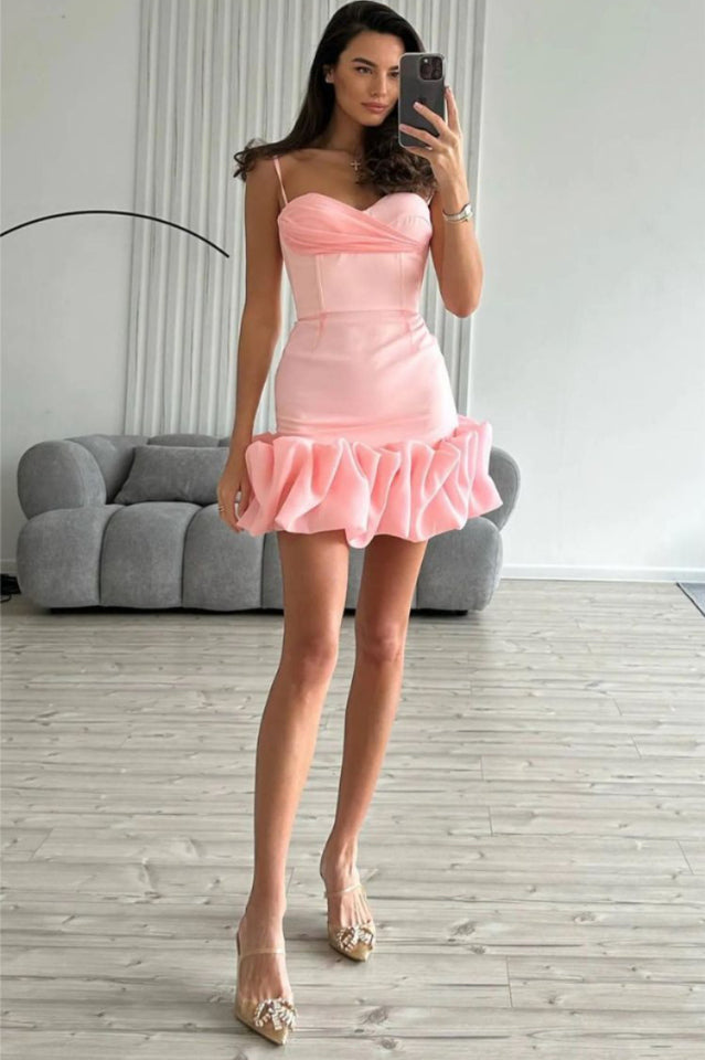 Draped Ruffle Mini Bustier Dress