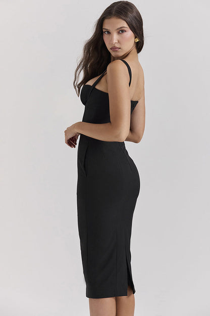 Bellissima Black Sweetheart Midi Dress