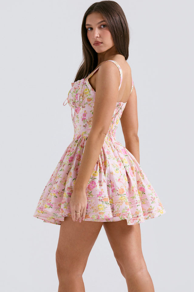 Natassia White Cotton Mini Dress