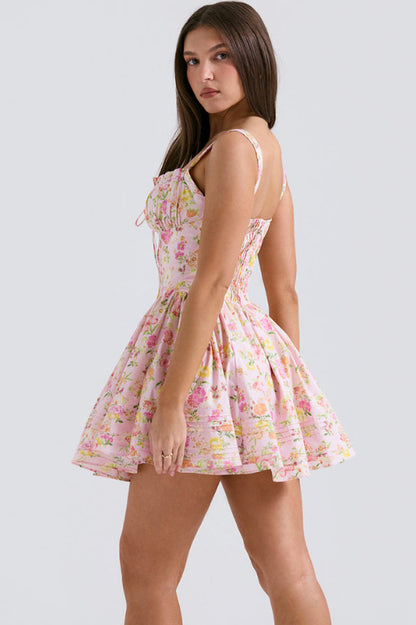 Natassia White Cotton Mini Dress