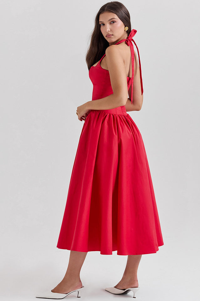 Coquette Scarlet Halter Midi Dress