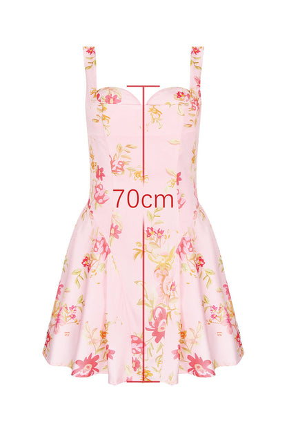 Bunny Peach Poppy Print Twill Mini Dress