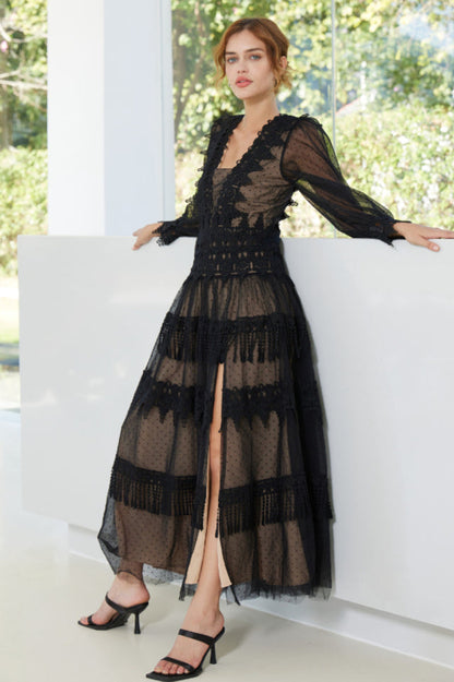 Murphy White Lace Mesh Maxi Dress