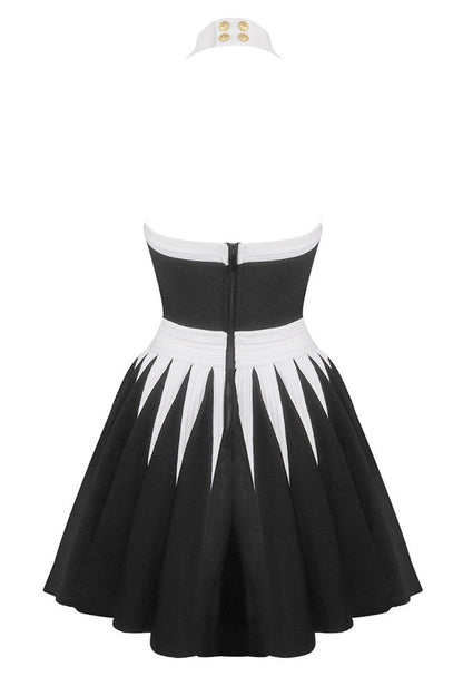 Backless Knit Dress With Rose Detail