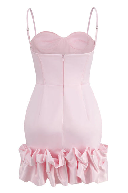 Draped Ruffle Mini Bustier Dress