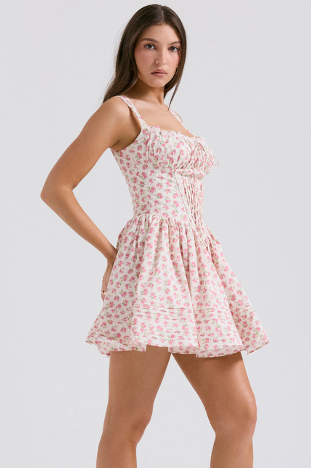 Natassia White Cotton Mini Dress