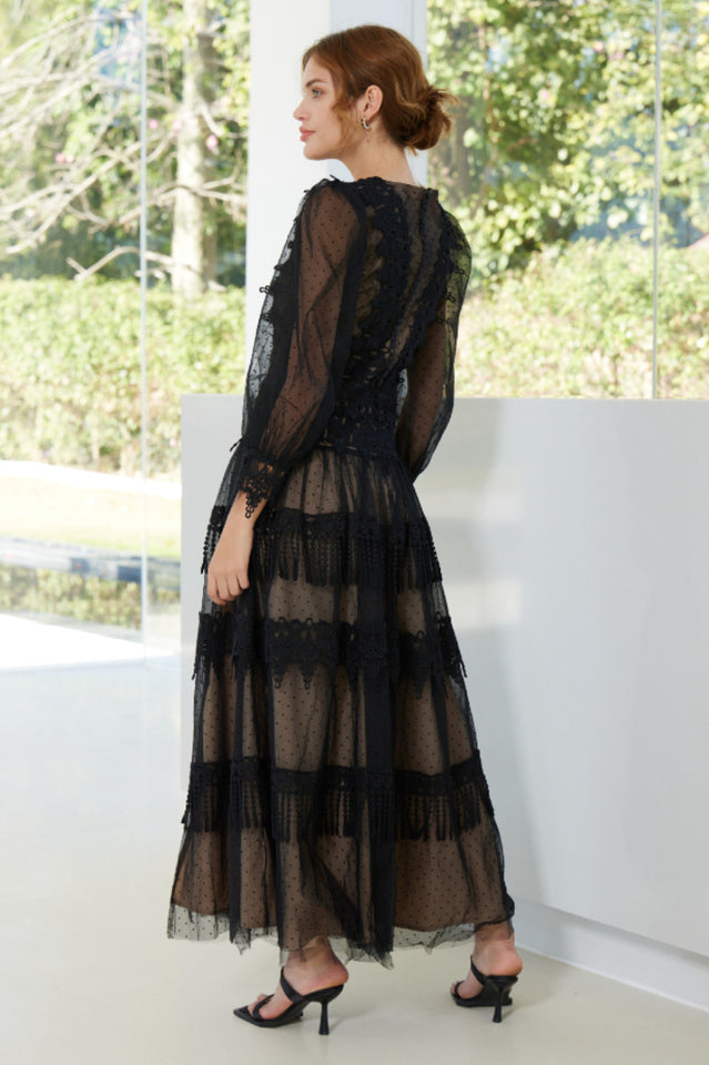 Murphy White Lace Mesh Maxi Dress