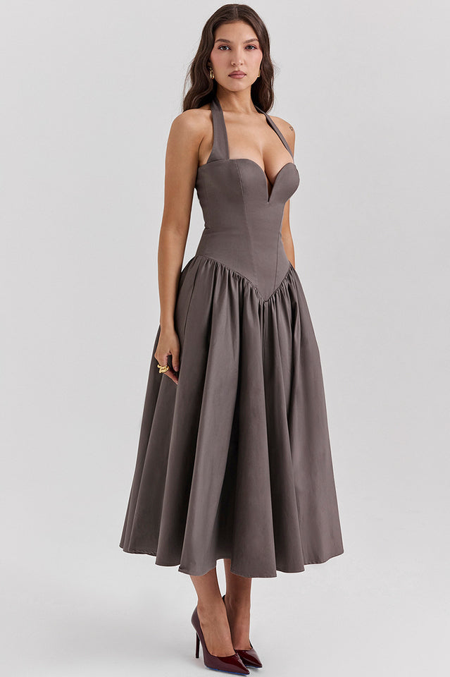 Coquette Scarlet Halter Midi Dress