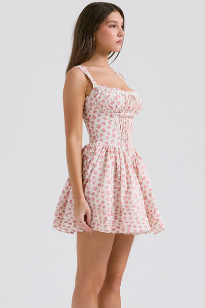 Natassia White Cotton Mini Dress