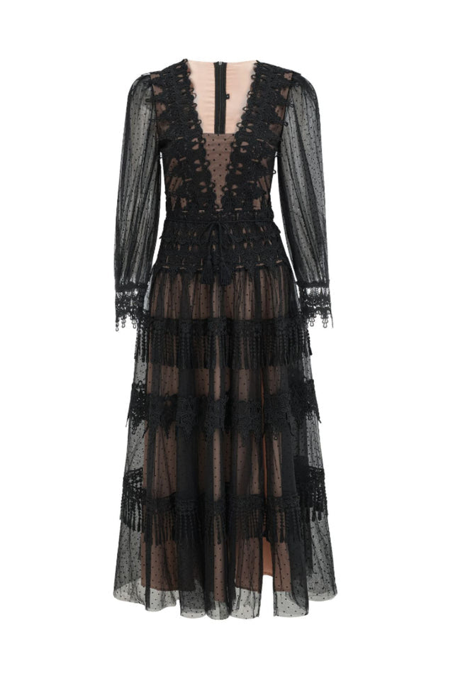 Murphy White Lace Mesh Maxi Dress