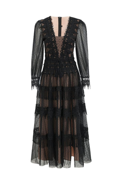 Murphy White Lace Mesh Maxi Dress