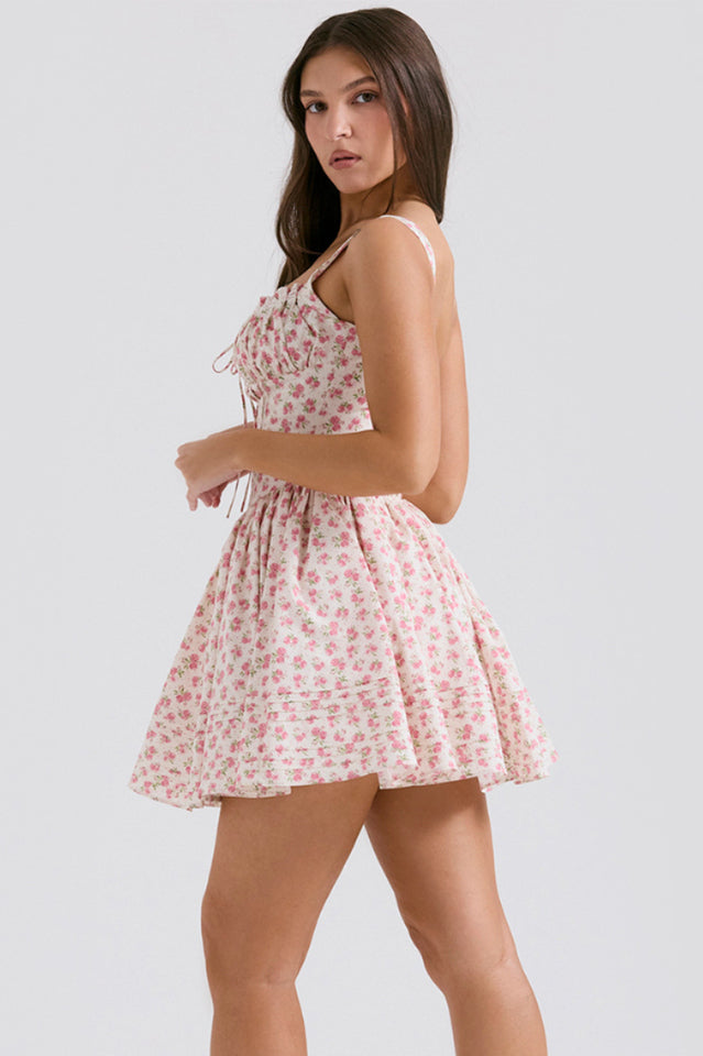 Natassia White Cotton Mini Dress