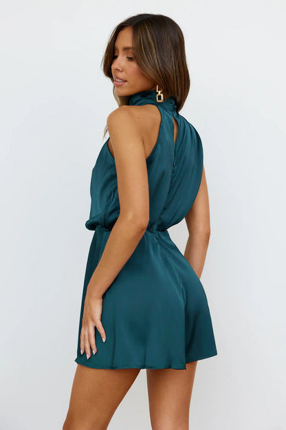 On A Drive Satin Playsuit