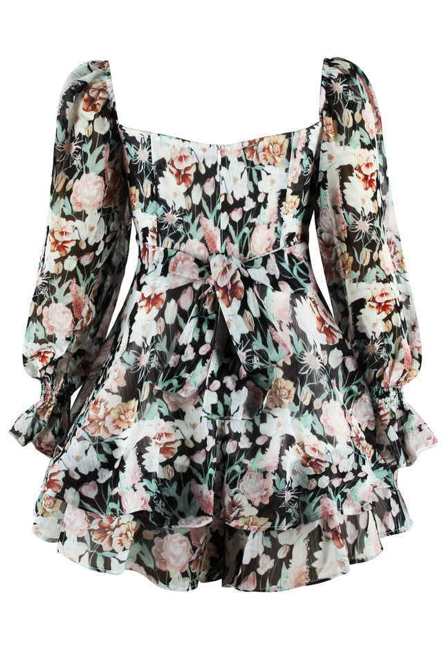 Flora Shirred Sleeves Romper