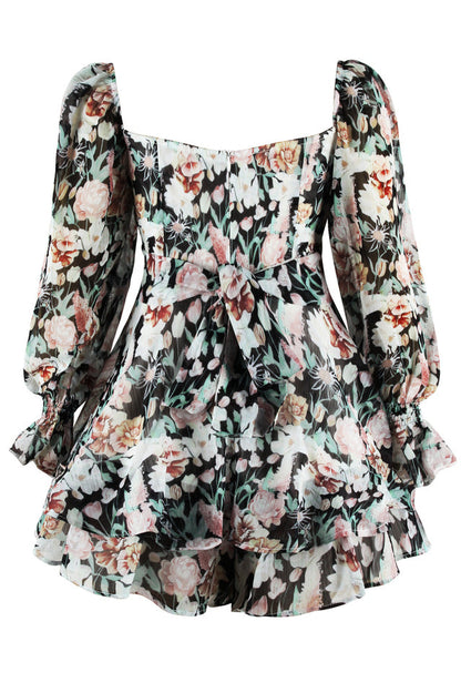Flora Shirred Sleeves Romper
