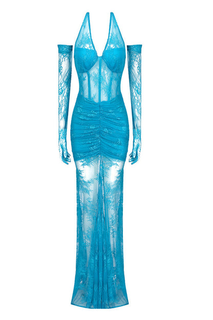 Elsa Halterneck See-through Maxi Dress