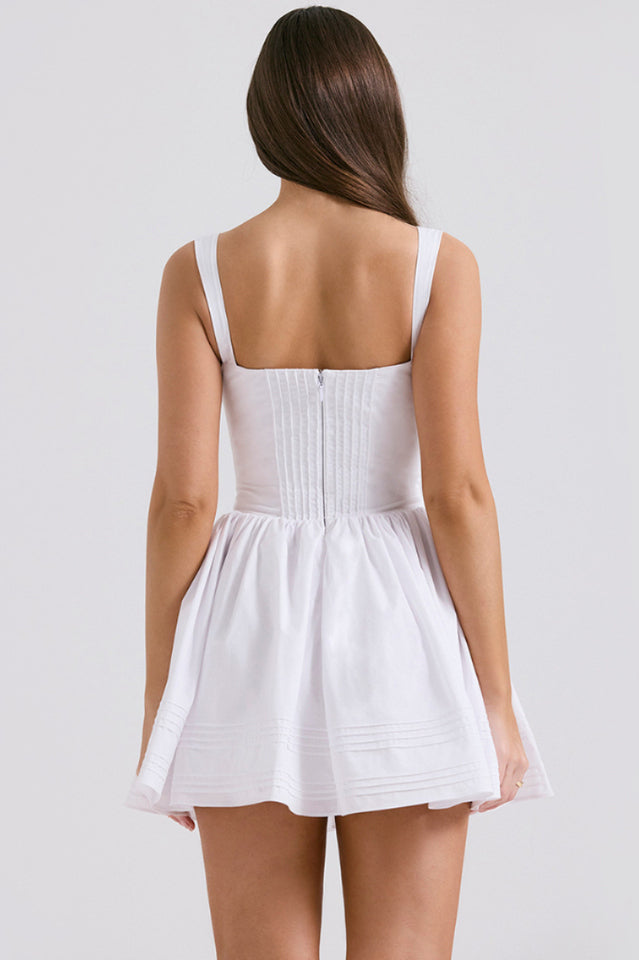 Natassia White Cotton Mini Dress