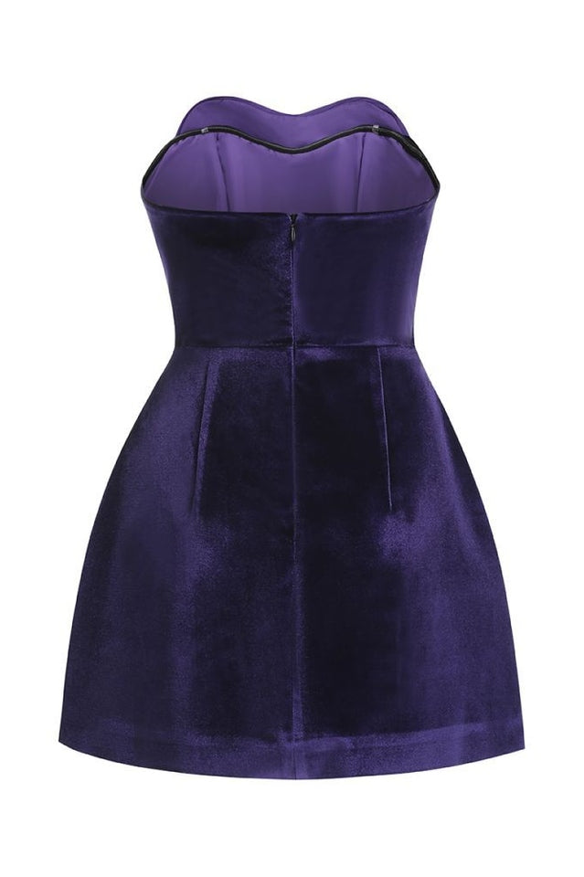 Off Shoulder Heart Velvet Mini Dress
