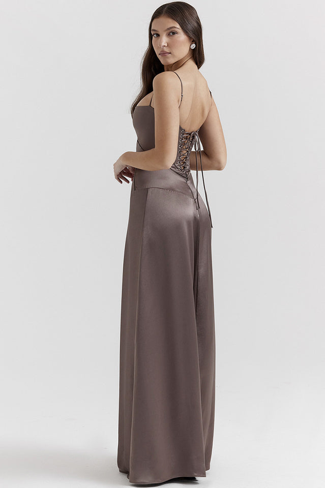 Anabella Black Lace Up Maxi Dress – FOIOR