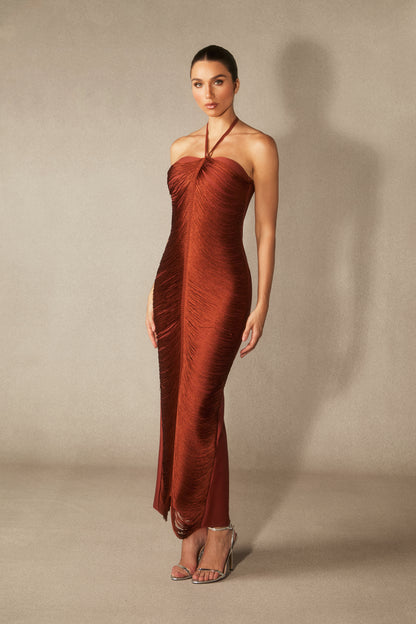 Elaina Halterneck Tassel Maxi Dress