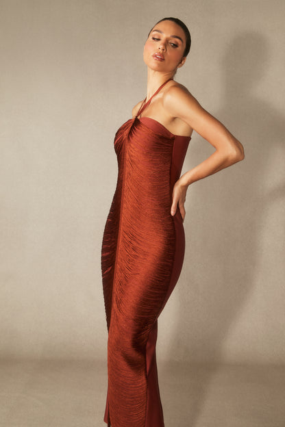 Elaina Halterneck Tassel Maxi Dress