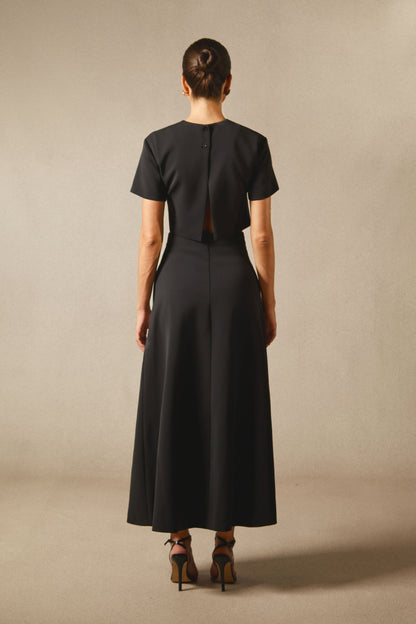 Angelica Floral Applique Short Sleeve Top & Skirt Set