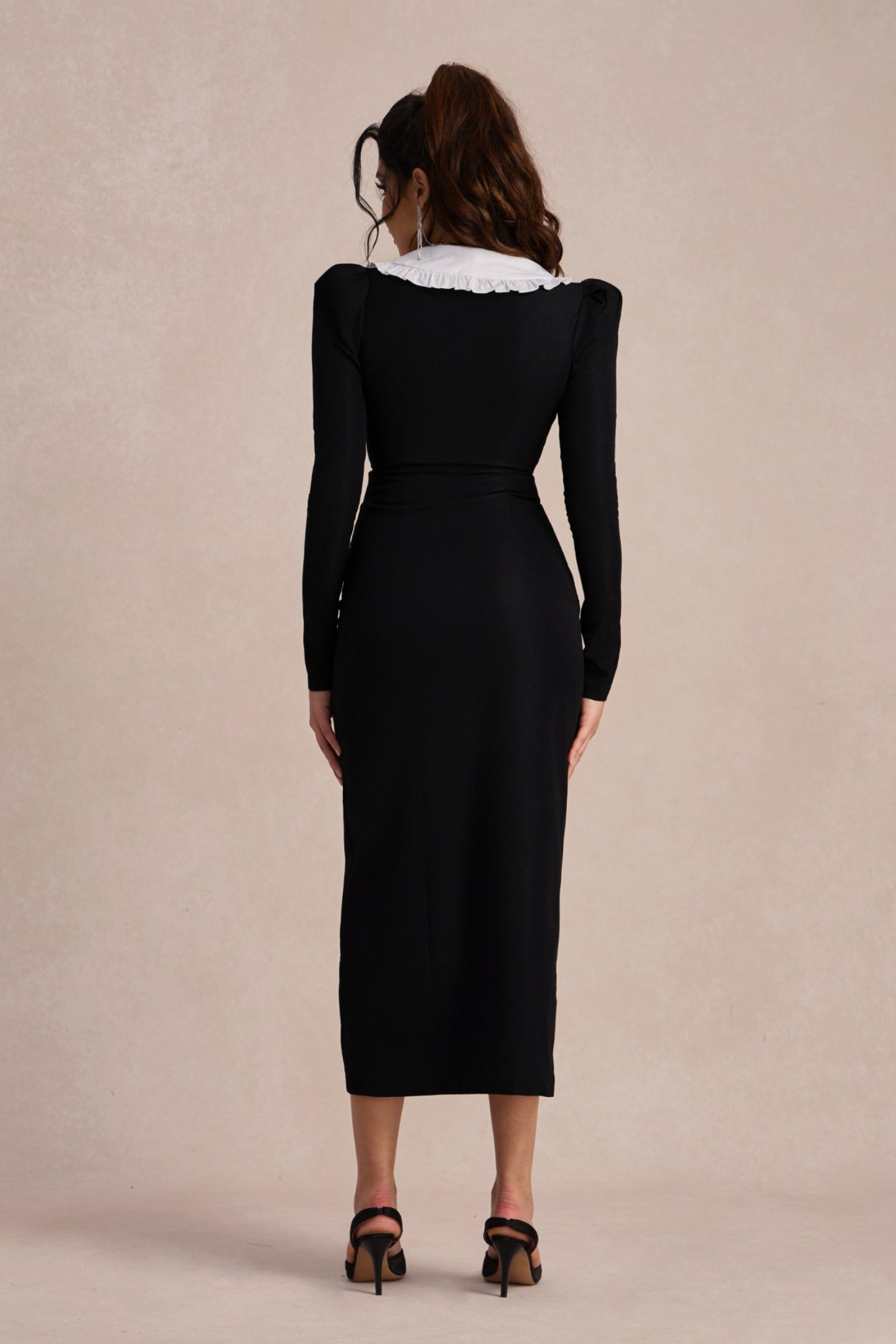 peter pan collar bodycon dress Inspire Chic Women's Peter Pan Collar Dress 3/4 Sleeve A Line Elegant Wear to Work Dresses S Black, Size: Small