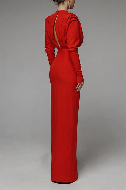 Novia Long Sleeve High Split Maxi Dress