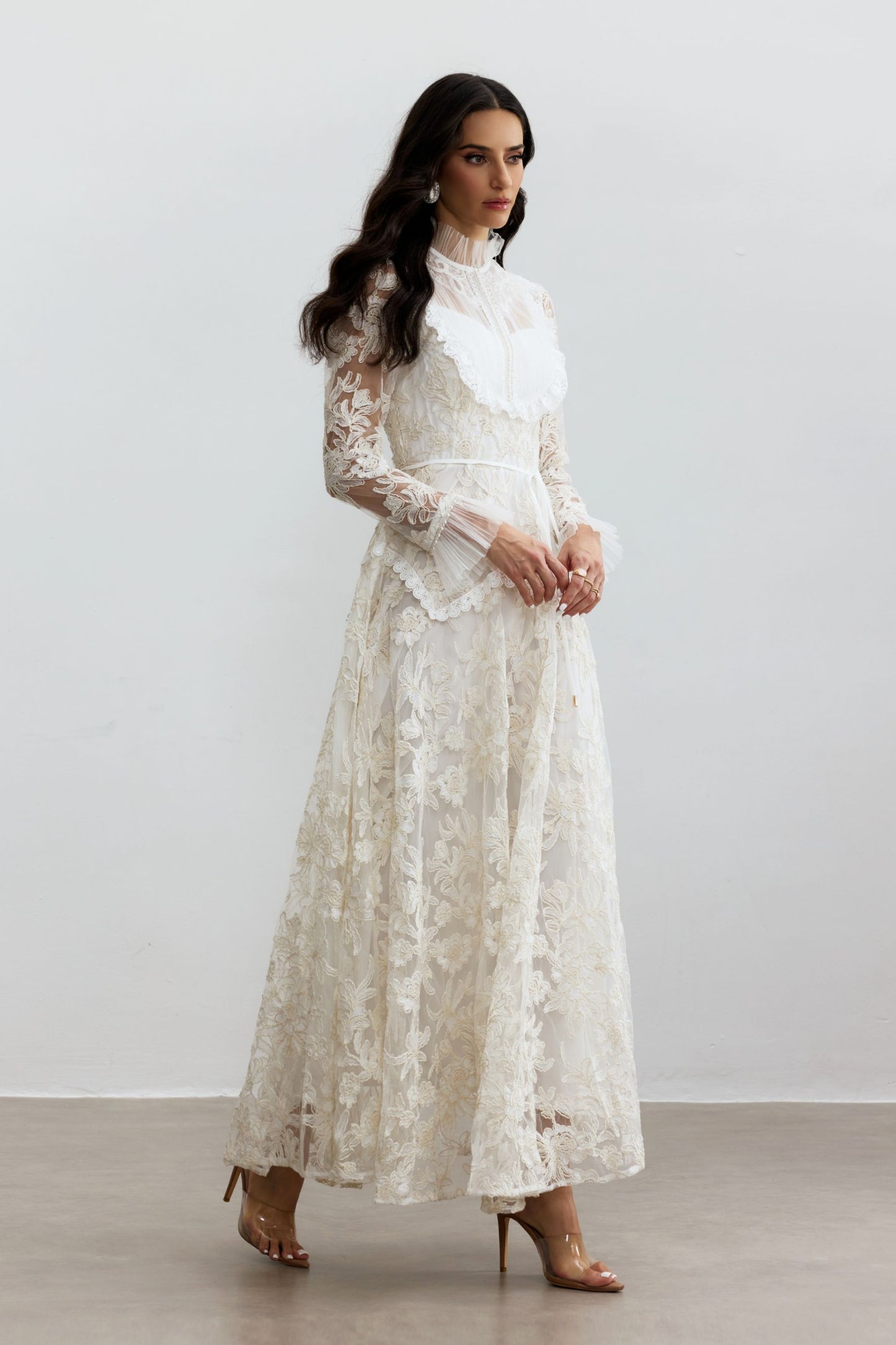 Alice Floral Lace Mock Neck Maxi Dress