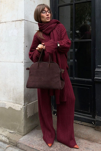 Una Three-piece Rib Knitwear Set