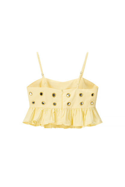 Irene Mirror Embellished Crop Top & Bubble Skirt Set