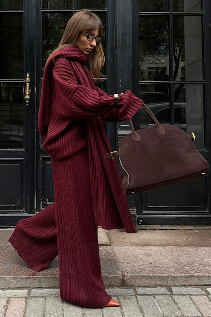 Una Three-piece Rib Knitwear Set