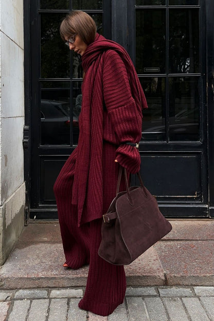 Una Three-piece Rib Knitwear Set