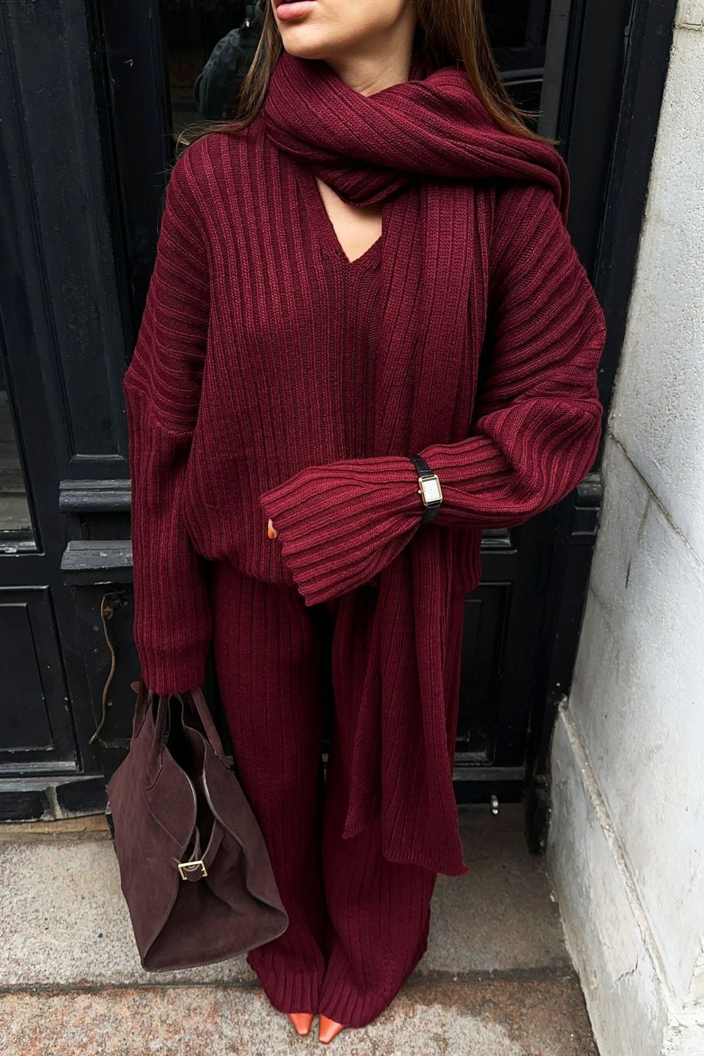 Una Three-piece Rib Knitwear Set