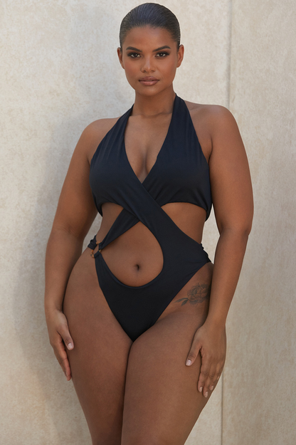 Crossover Halter One Piece Swimsuit