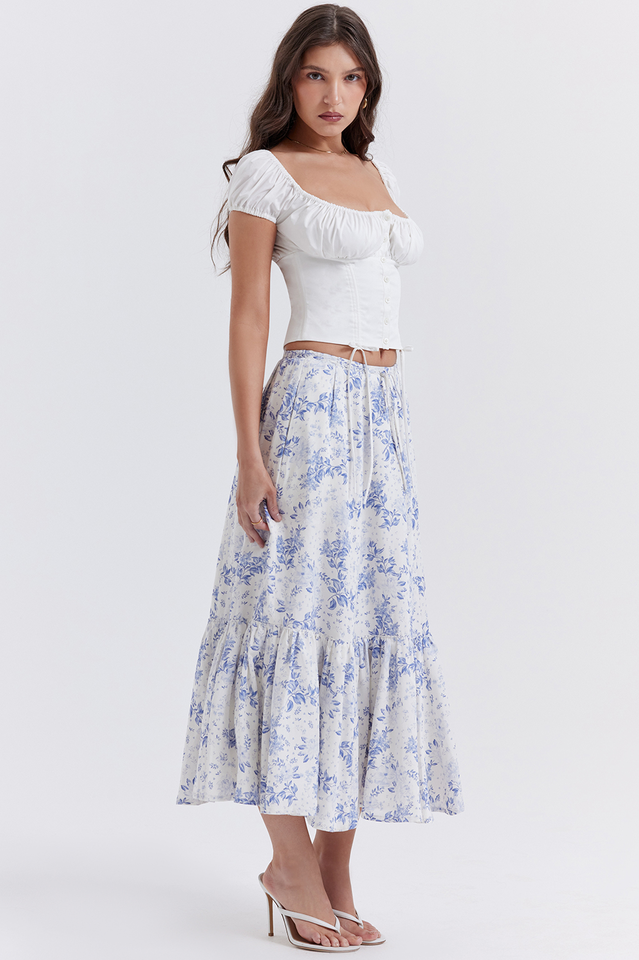 Aitana Blue Print Top + Skirt Set