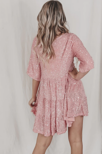 My Queen Sequin Baby Doll Dress