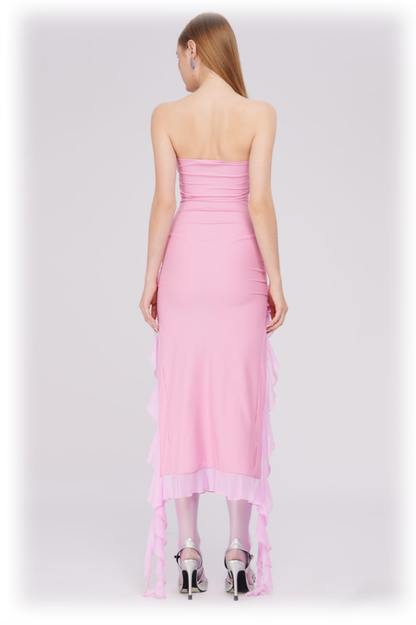 Irregular Tulle Bandeau Dress