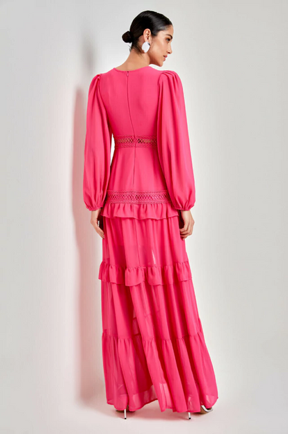Lorie Long Sleeve Ruffle Gown