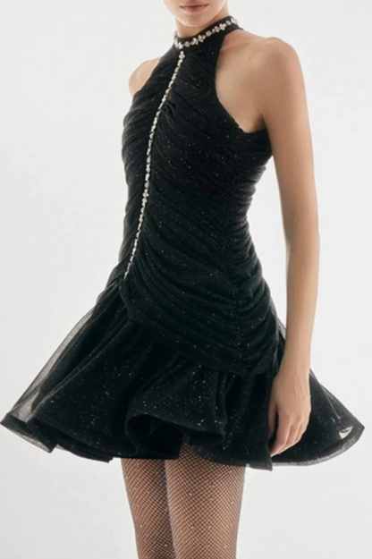 Draped Crystal Stone Detail Design Dress