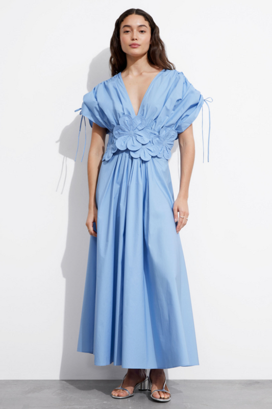 Floral Appliqué Midi Dress