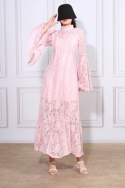 Milena Lace Ruffled Long Dress