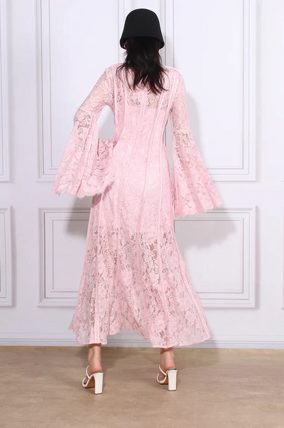 Milena Lace Ruffled Long Dress