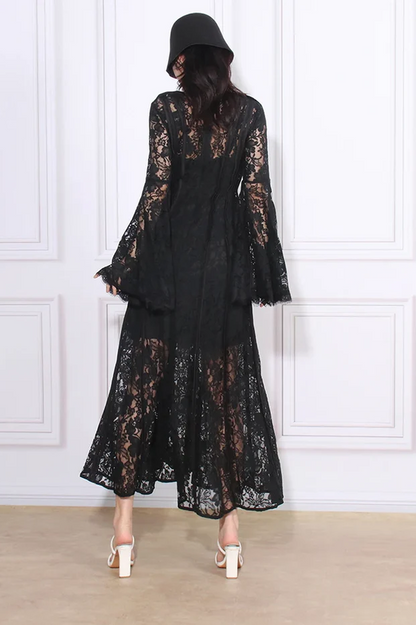 Milena Lace Ruffled Long Dress