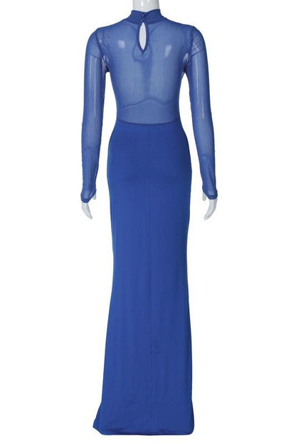 Basia Contrast Mesh Maxi Dress