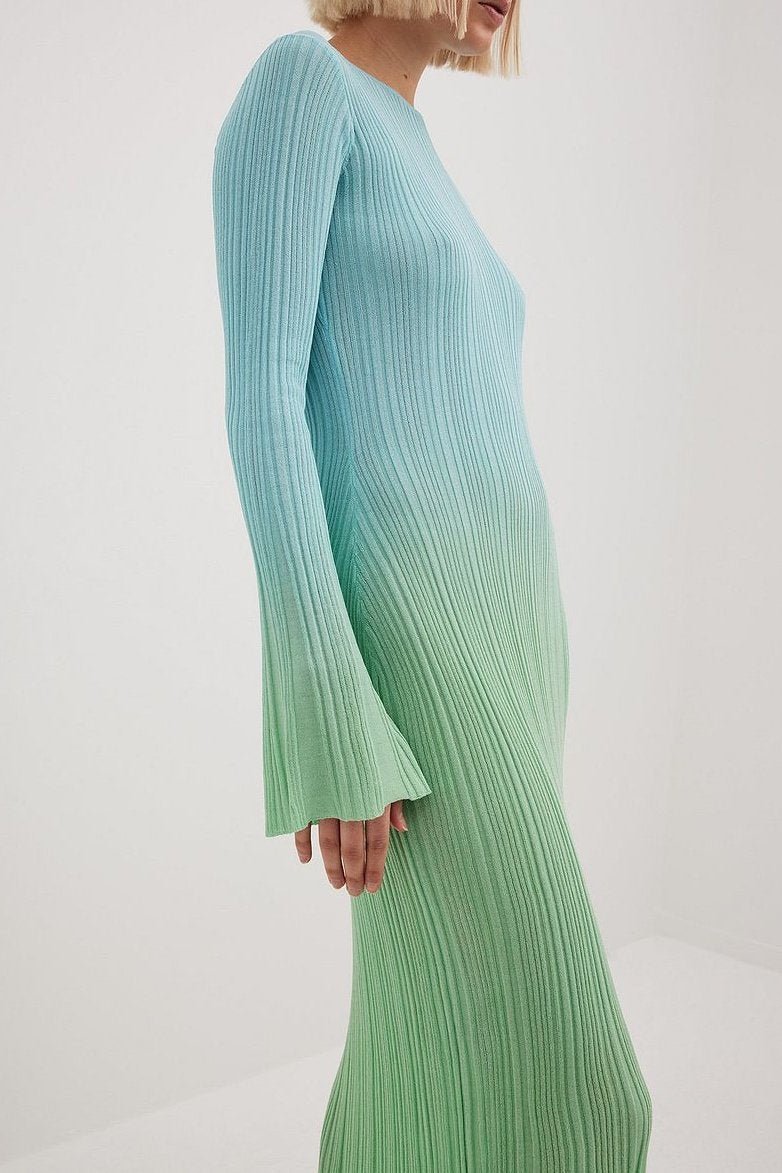 gradient knitting dress Y/Project, Gradient knit maxi dress, Women, Green, US 4, Dresses, Cotton blend